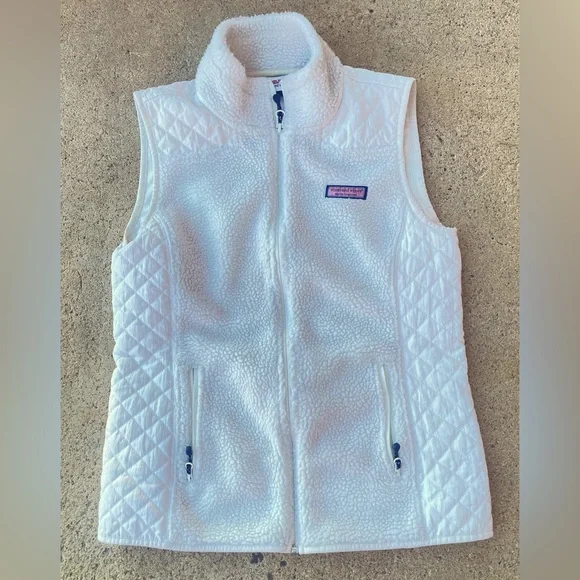 Vineyard vines white Sherpa Fleece Vest Size XSmall - Picture 1 of 5